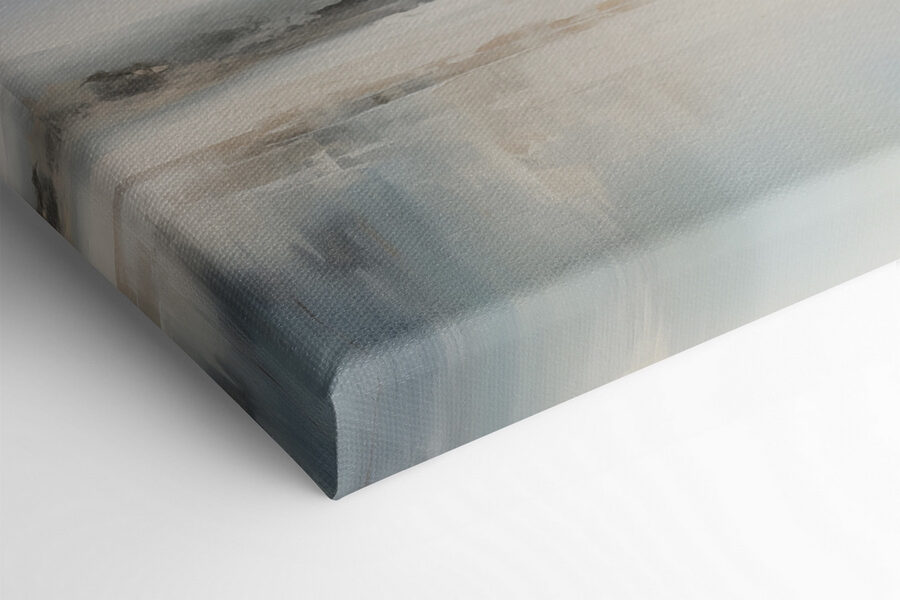 Peinture d'un paysage avec un plan d'eau et du brouillard
