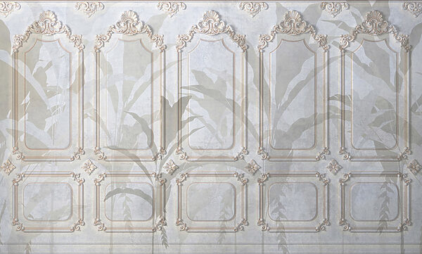 Mur avec des motifs ornés blancs et bruns Mur avec des motifs ornés blancs et bruns
