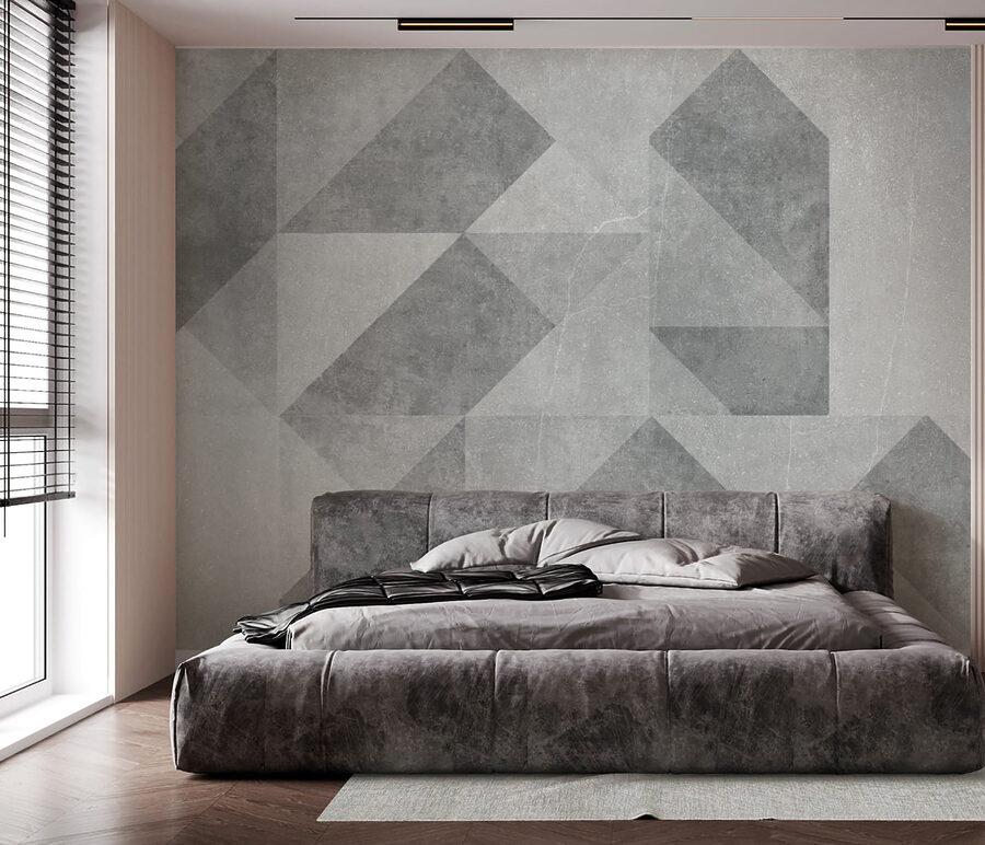 Papier peint Carrelage gris et blanc