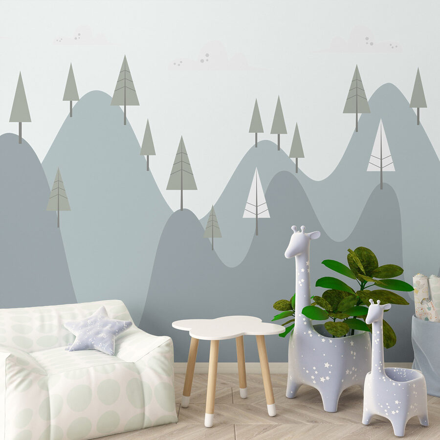 Papier peint Montagne avec des arbres