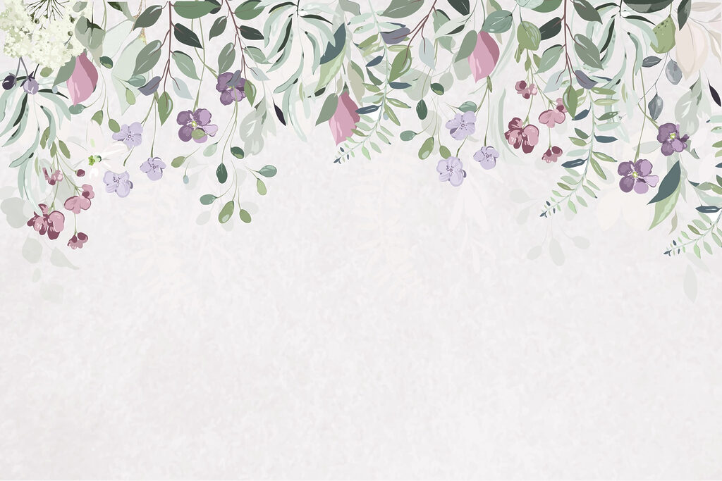 Bordure florale avec des fleurs et des feuilles violettes Bordure florale avec des fleurs et des feuilles violettes