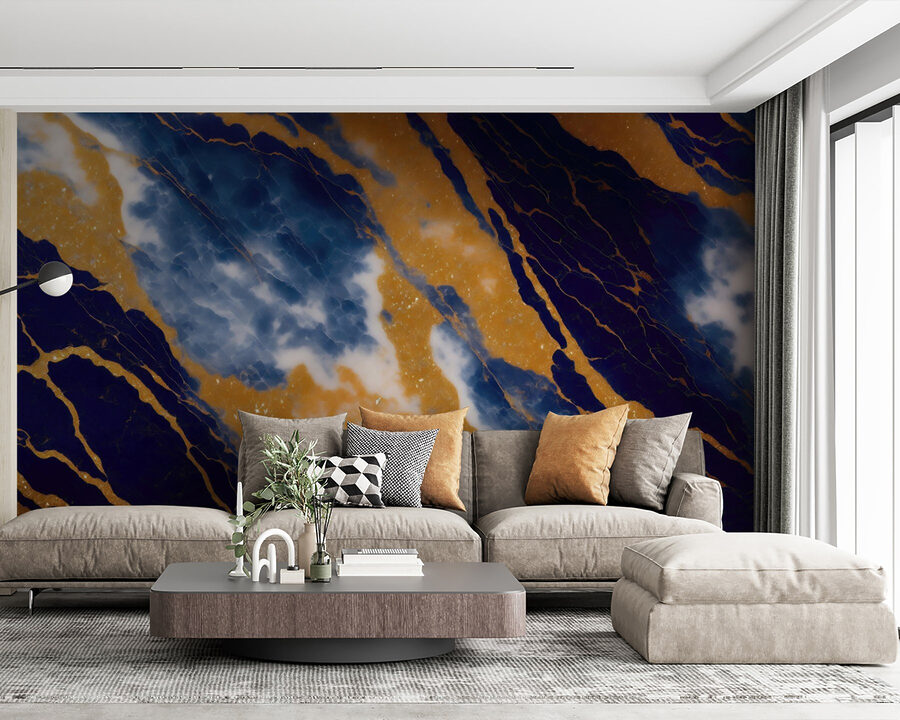 Papier peint Magnifiques motifs bleus et orange. – Image 2
