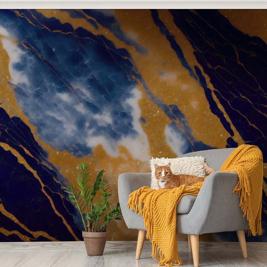 Papier peint Magnifiques motifs bleus et orange. – Image 4