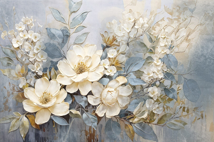 Papier peint Peinture de fleurs et de feuilles – Image 7
