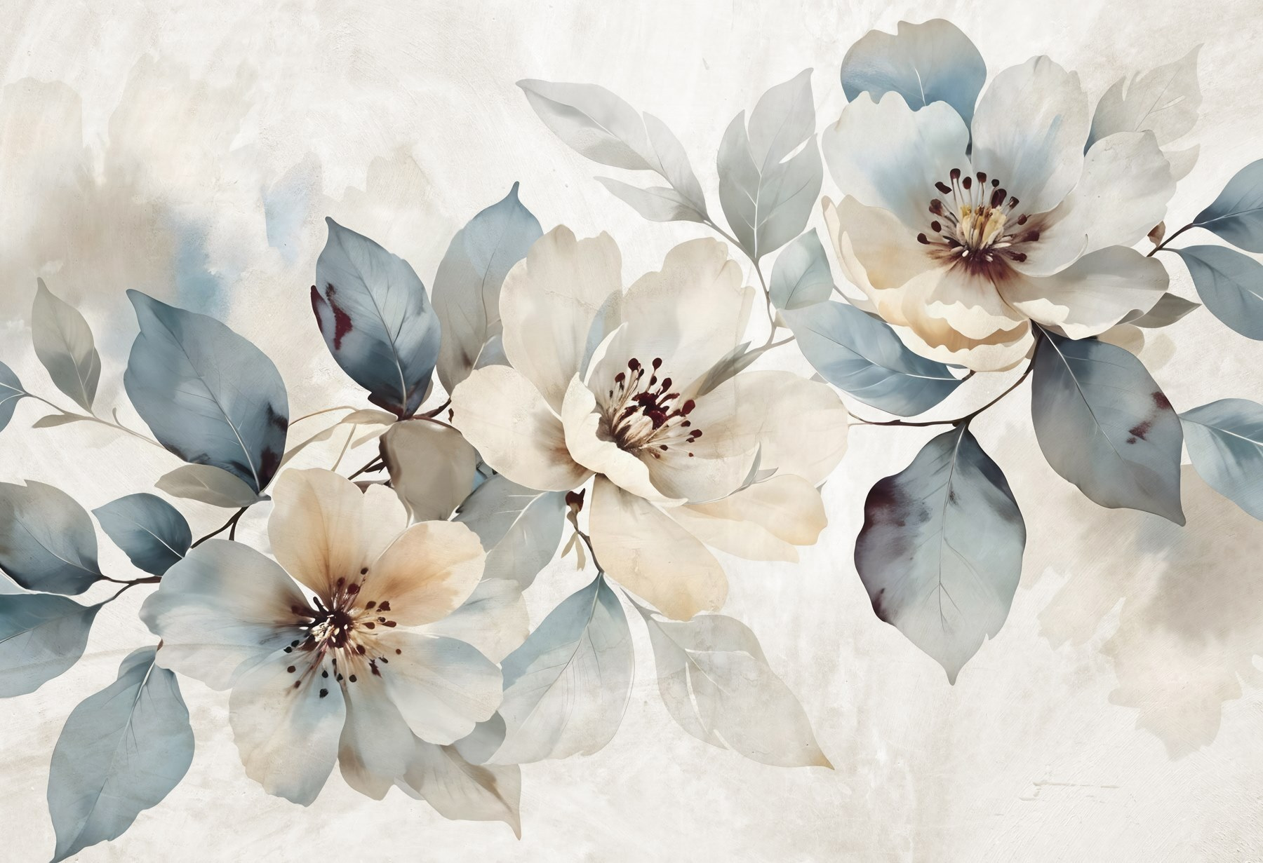 Painting of flowers and leaves