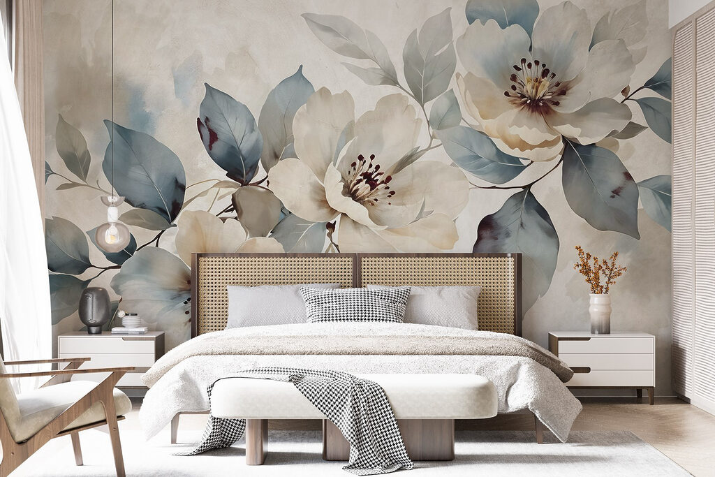 Painting of flowers and leaves