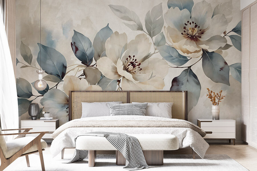 Painting of flowers and leaves Painting of flowers and leaves