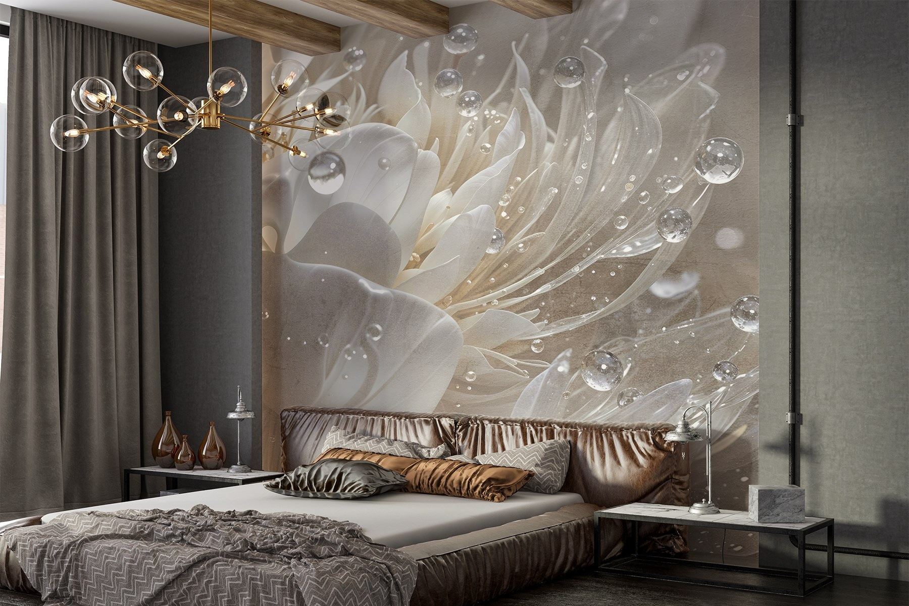 Delicate petals with sparkling droplets