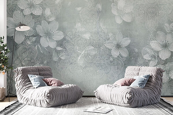 Fleurs blanches sur fond gris Fleurs blanches sur fond gris