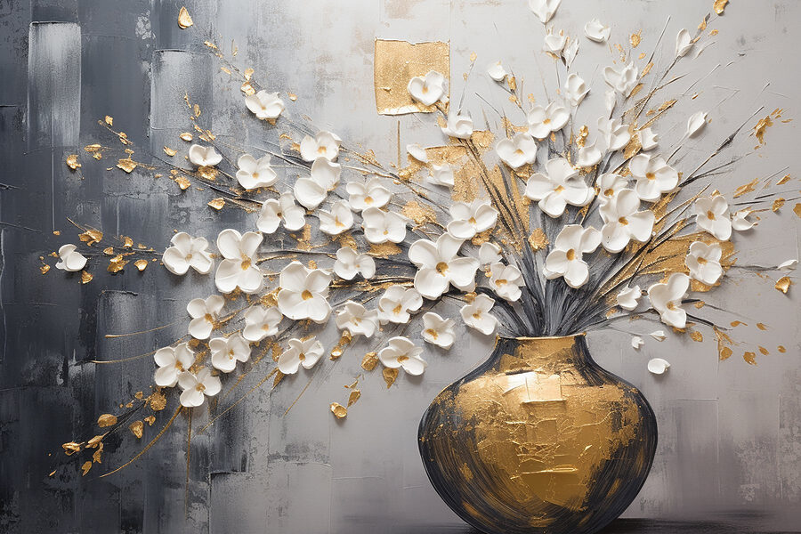 Peinture de fleurs dans un vase