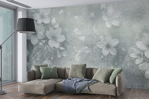 Fleurs blanches sur fond gris Fleurs blanches sur fond gris