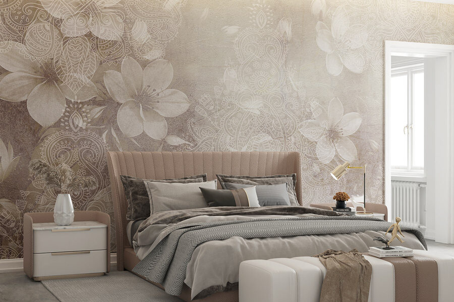 Fleurs blanches sur fond gris Fleurs blanches sur fond gris