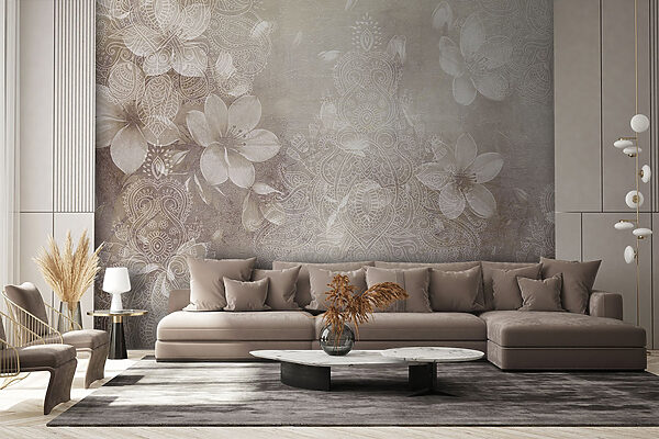 Fleurs blanches sur fond gris Fleurs blanches sur fond gris