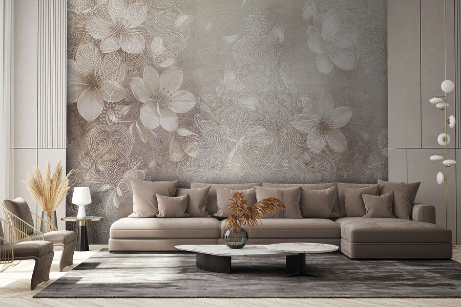 Fleurs blanches sur fond gris Fleurs blanches sur fond gris