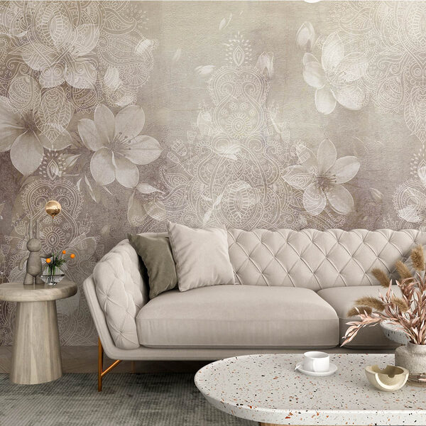 Fleurs blanches sur fond gris Fleurs blanches sur fond gris