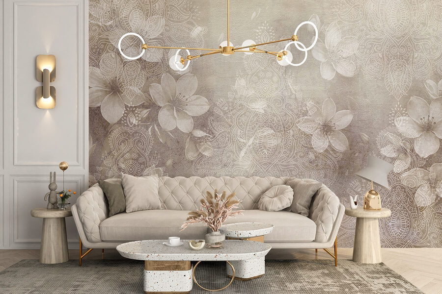 Fleurs blanches sur fond gris Fleurs blanches sur fond gris