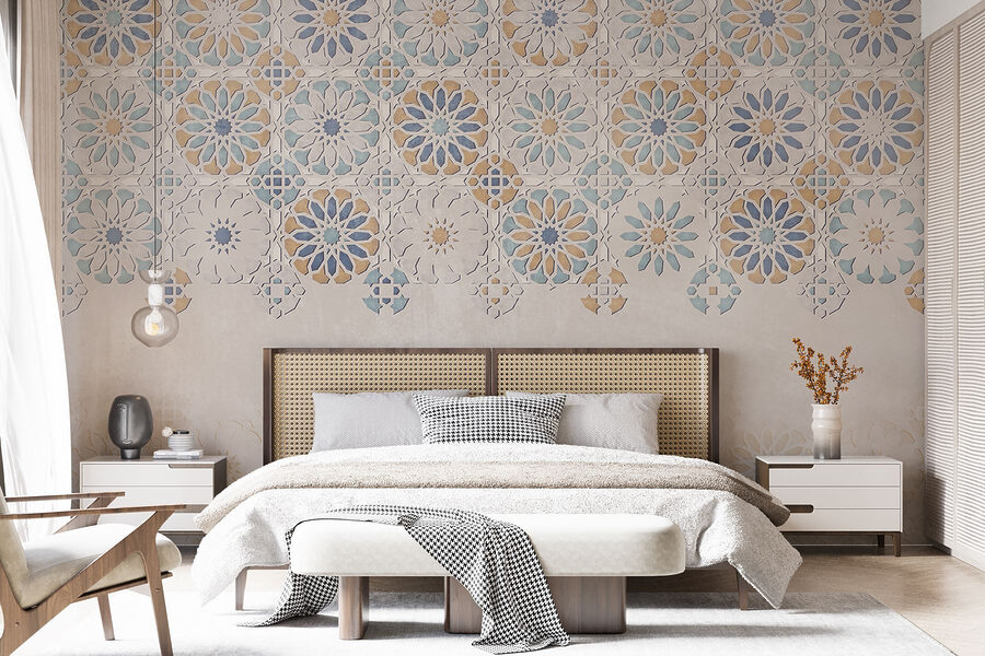 Mur avec un motif de fleurs