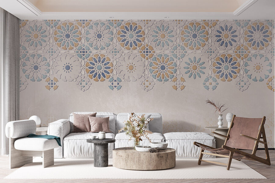 Mur avec un motif de fleurs