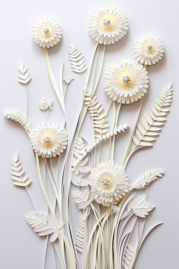 Fleurs en papier blanc découpées Fleurs en papier blanc découpées