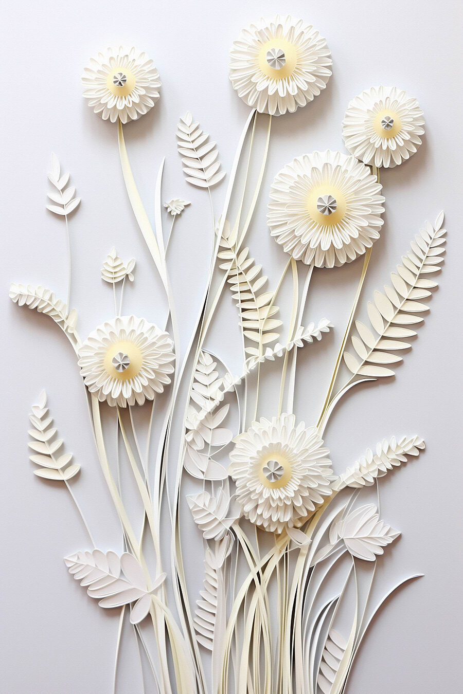 Fleurs en papier blanc découpées