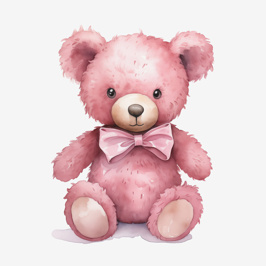 Ourson rose avec nœud papillon