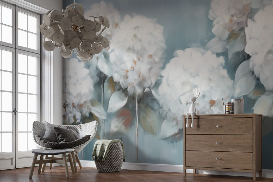 Peinture de fleurs blanches