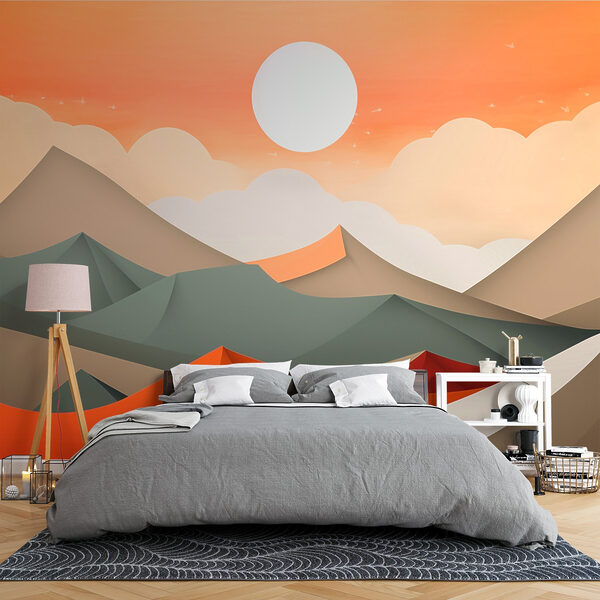 Chaîne de montagnes avec des collines orange et grises Chaîne de montagnes avec des collines orange et grises