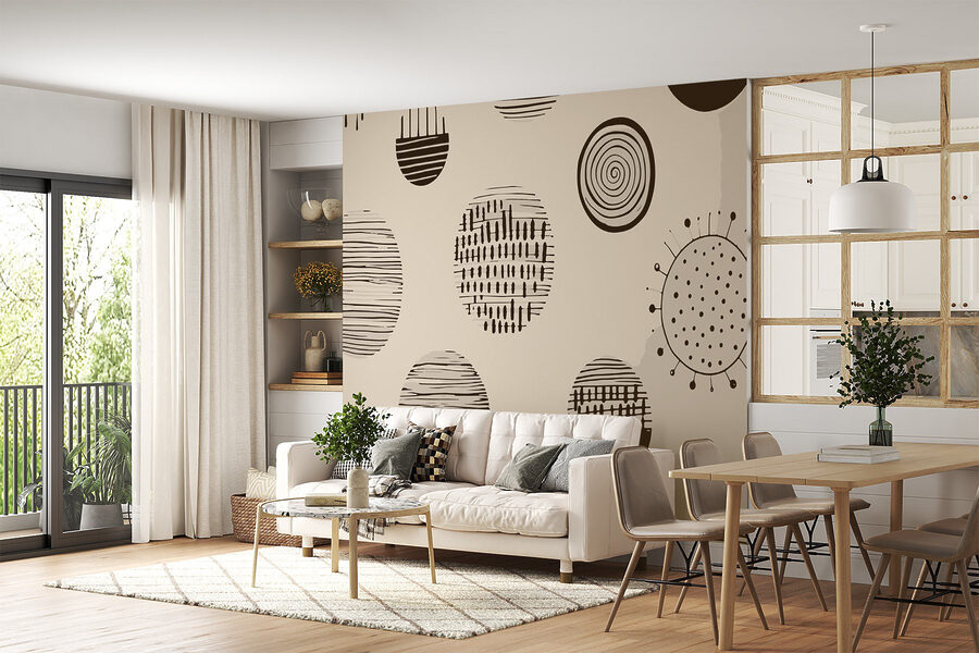 Motif de cercles et de lignes