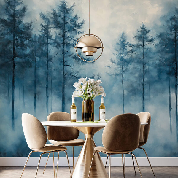 Forêt brumeuse avec des arbres Forêt brumeuse avec des arbres