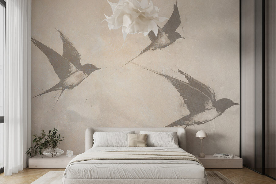 Groupe d'oiseaux en vol