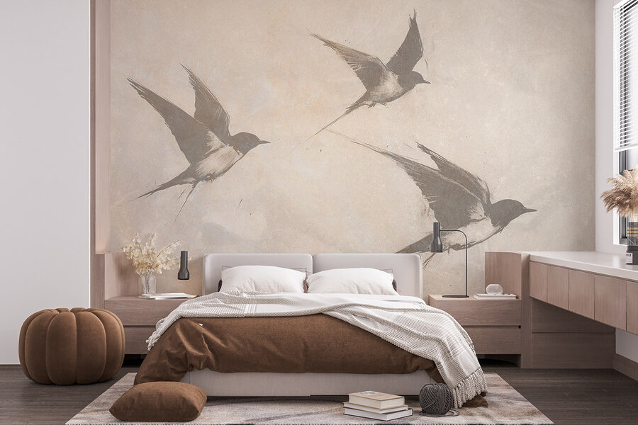 Groupe d'oiseaux en vol