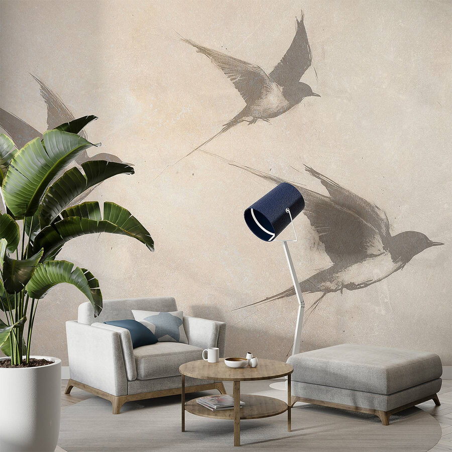 Groupe d'oiseaux en vol