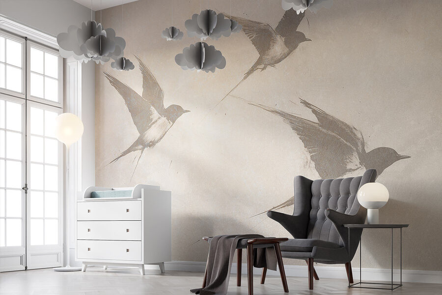 Groupe d'oiseaux en vol