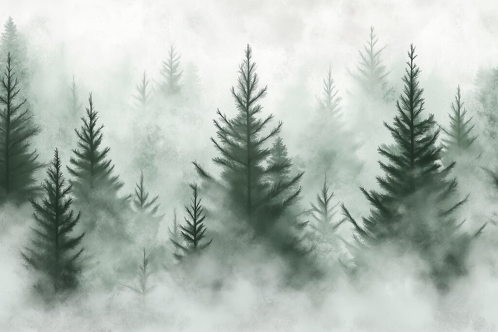Groupe d'arbres dans le brouillard Groupe d'arbres dans le brouillard