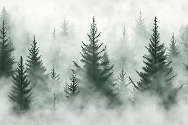 Groupe d'arbres dans le brouillard Groupe d'arbres dans le brouillard