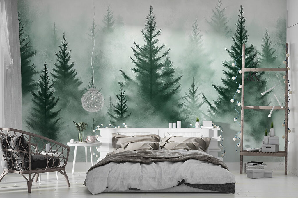 Group of trees in the fog