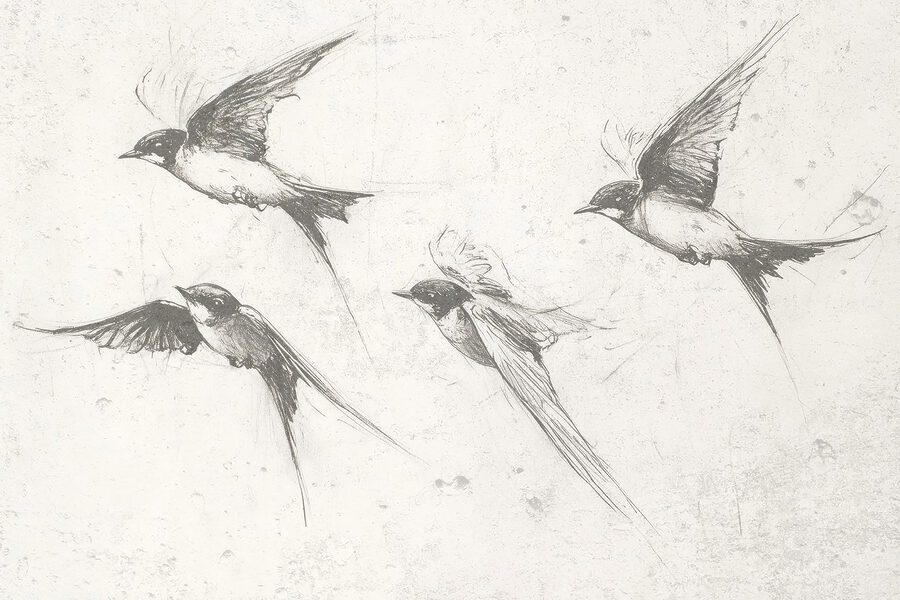 Groupe d'oiseaux en vol