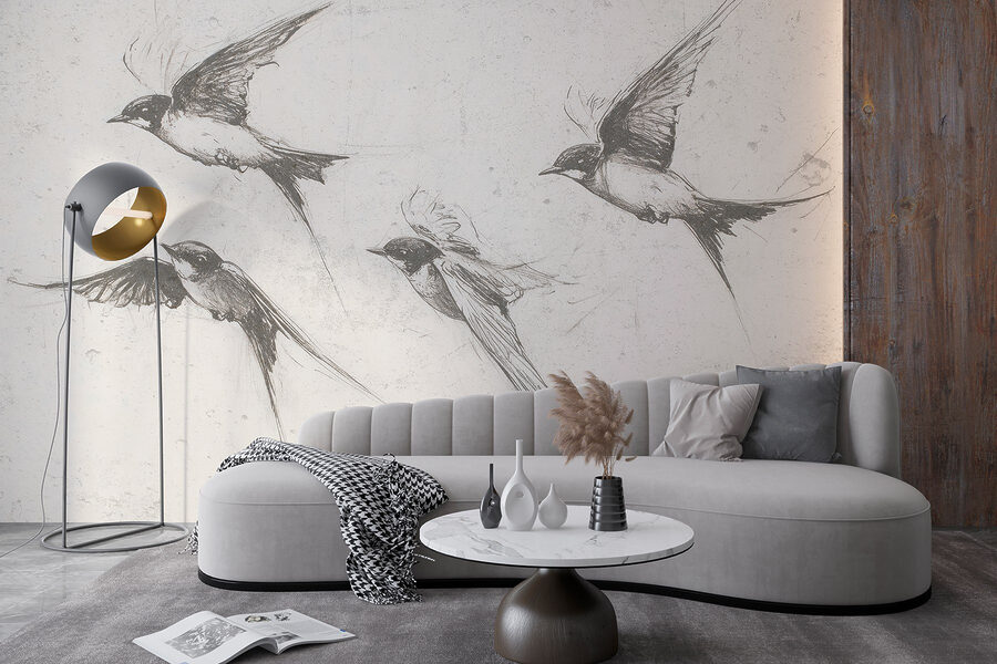 Groupe d'oiseaux en vol