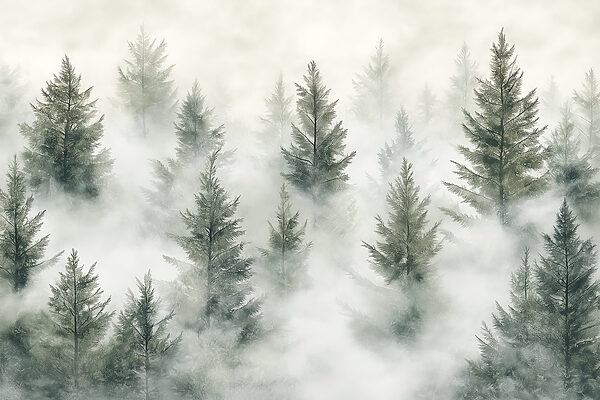 Groupe d'arbres avec brouillard Groupe d'arbres avec brouillard