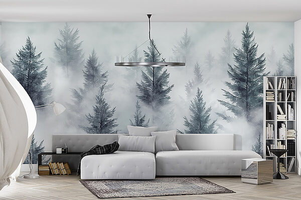 Groupe d'arbres dans le brouillard Groupe d'arbres dans le brouillard