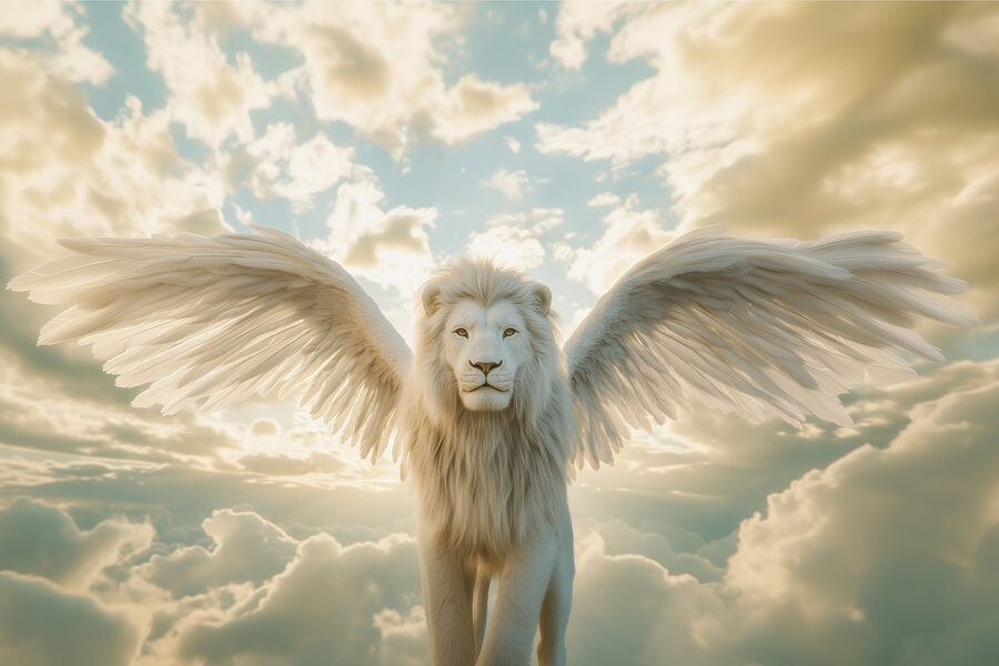 Papier peint Lion avec des ailes dans le ciel – Image 4