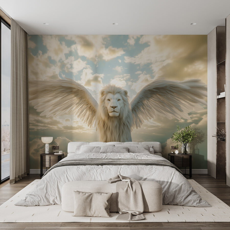 Papier peint Lion avec des ailes dans le ciel – Image 2