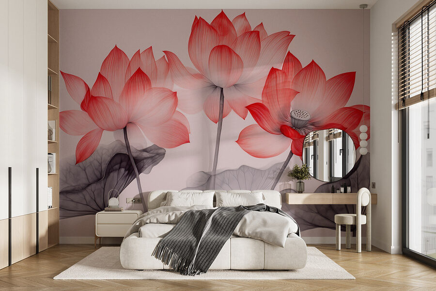 Groupe de fleurs roses avec feuilles
