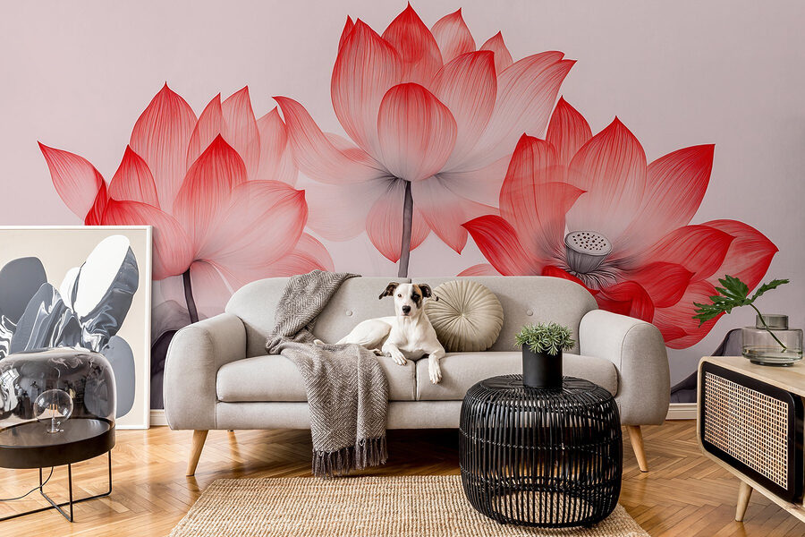 Groupe de fleurs roses avec feuilles