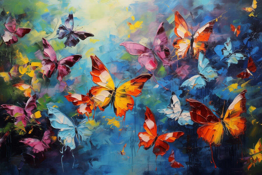 Tableaux Peinture de papillons en vol – Image 13