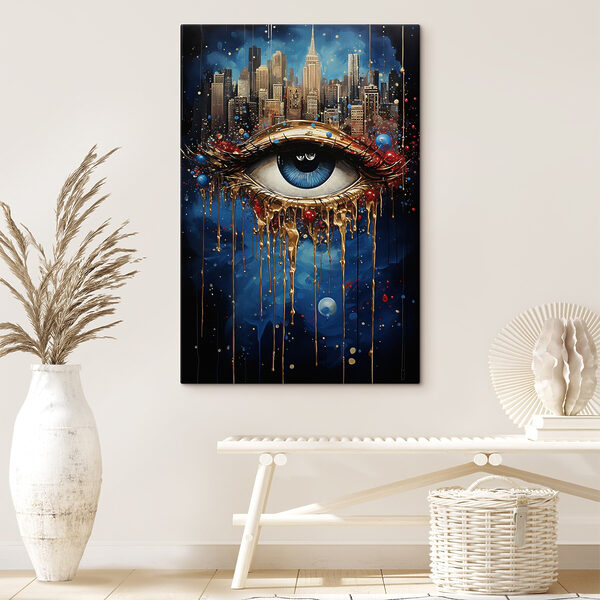 Œil mystérieux avec reflet de la ville Œil mystérieux avec reflet de la ville