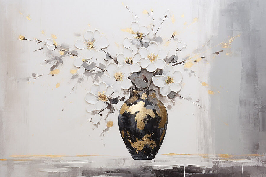 Peinture de fleurs dans un vase