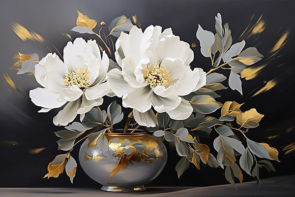 Peinture de fleurs dans un vase Peinture de fleurs dans un vase
