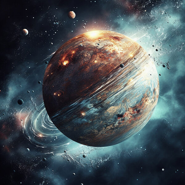 Planète dans l'espace avec étoiles et planètes Planète dans l'espace avec étoiles et planètes