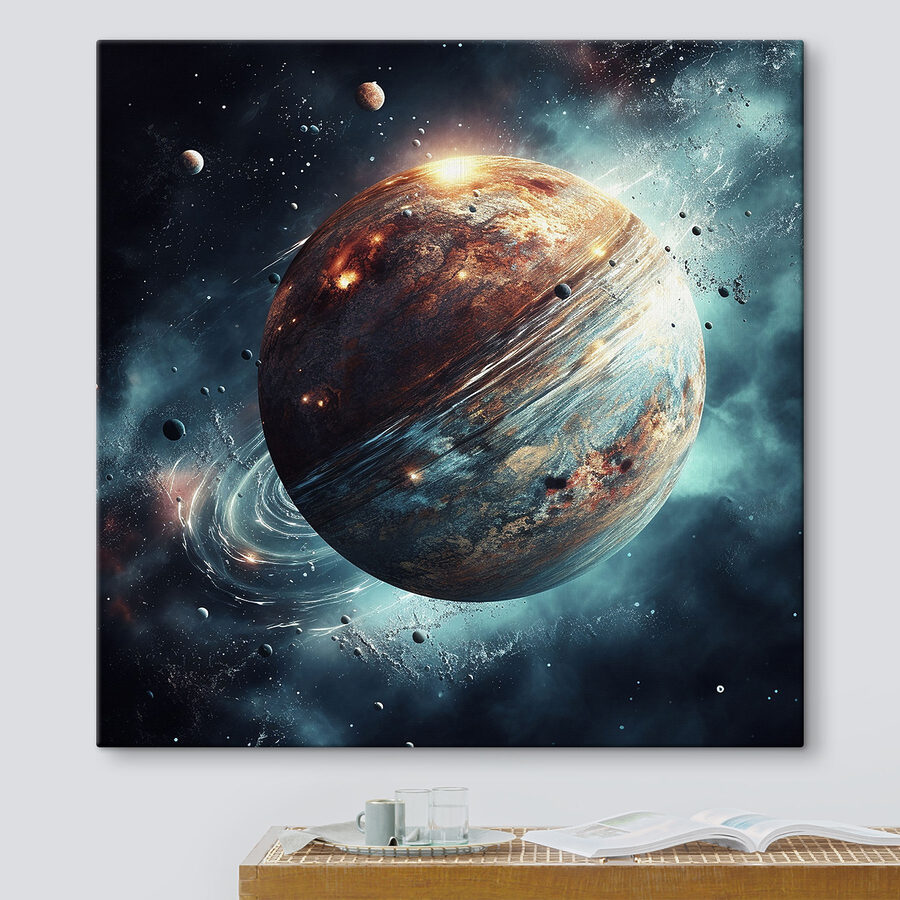 Planète dans l'espace avec étoiles et planètes Planète dans l'espace avec étoiles et planètes